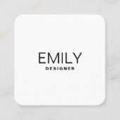 黒モダンタイポグラフィ |白い黒 スクエア名刺 (正面)