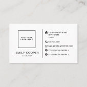 黒モダンタイポグラフィ | 青縁ど 名刺 (裏面)