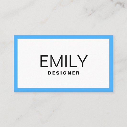 黒モダンタイポグラフィ | 青縁ど 名刺 (正面)