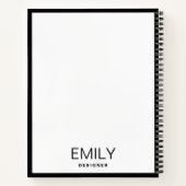 黒モダンタイポグラフィ | 黒縁ど ノートブック (裏面)