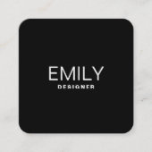 黒モダンタイポグラフィ |黒 スクエア名刺 (正面)