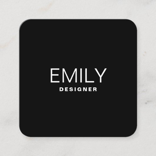 黒モダンタイポグラフィ |黒 スクエア名刺 (正面)