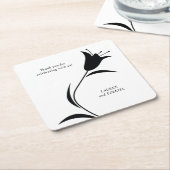 黒モダンチューリ結婚ップ スクエアペーパーコースター (アングル)