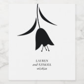 黒モダンチューリ結婚ップ ワインラベル (シングルラベル)