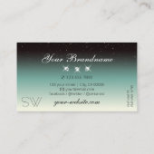 黒モダンティール（緑がかった色）グラデーションスパークルジュエリーモノグラム 名刺 (裏面)