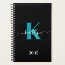 黒モダンティール（緑がかった色）スクリプトモノグラム