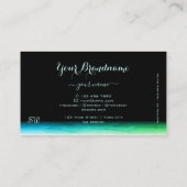 黒モダンティール(緑がかった色)緑模様モノグラグラデーションム 名刺 (裏面)