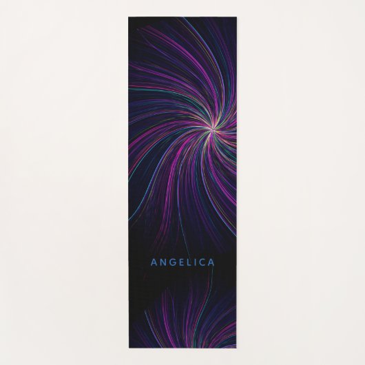 黒モダントリップ（幻覚体験）のようなとピンクの抽象芸術カッコいい濃 ヨガマット (正面)