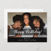 黒モダンハッピーバースデー写真はがき ポストカード (正面/裏面)