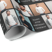 黒モダンハッピーバースデー4 Photo Collage ラッピングペーパー (ロールコーナー)