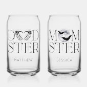 黒モダンハロウィーン怖いホラーママパパ名 ガラス缶 (正面)