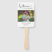 黒モダンハートスクリプ結婚トの写真式 ハンドファン (正面)