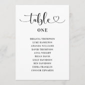 黒モダンハートス結婚クリプトのテーブル番号 招待状 (正面)