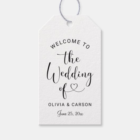 黒モダンハートス結婚クリプト ギフトタグ (正面)