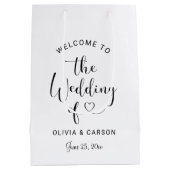 黒モダンハートス結婚クリプト ミディアムペーパーバッグ (裏面)