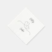 黒モダンハート書結婚文字 スタンダードカクテルナプキン (角)