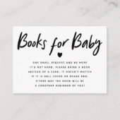 黒モダンハート赤ちゃんシャワーブックリクエスト エンクロージャーカード (正面)