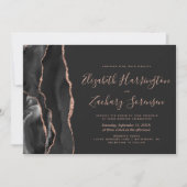 黒モダンバラ金ゴールドアガテダーク結婚ズ 招待状 (正面)