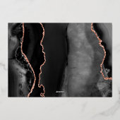 黒モダンバラ金ゴールドアゲ結婚ート 箔招待状 (裏面)