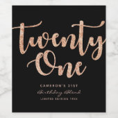 黒モダンバラ金ゴールド21歳パーソナライズされた誕生日 ワインラベル (シングルラベル)