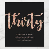 黒モダンバラ金ゴールド30歳パーソナライズされた誕生日 ワインラベル (シングルラベル)