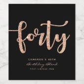 黒モダンバラ金ゴールド40歳パーソナライズされた誕生日 ワインラベル (シングルラベル)