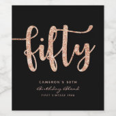 黒モダンバラ金ゴールド50誕生日 パーソナライズされた ワインラベル (シングルラベル)