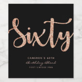 黒モダンバラ金ゴールド60誕生日 パーソナライズされた ワインラベル (シングルラベル)