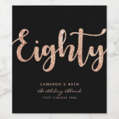 黒モダンバラ金ゴールド80誕生日 パーソナライズされた ワインラベル (シングルラベル)