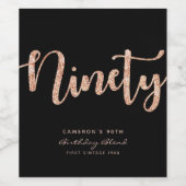 黒モダンバラ金ゴールド90誕生日 パーソナライズされた ワインラベル (シングルラベル)