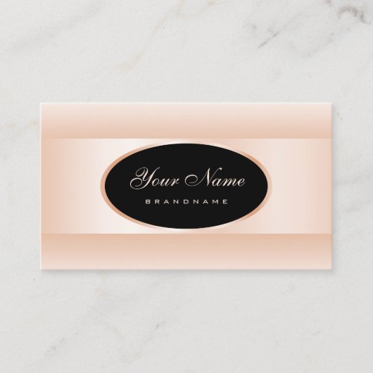 黒モダンパステルピンクグラデーション楕円形エレガント枠 名刺 (正面)