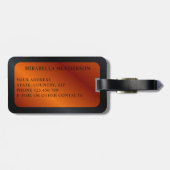 黒モダンパーソナライズされたとオレンジ ラゲッジタグ (裏面横)