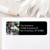 黒モダンパーソナライズされたのフォト差出人住所 ラベル (インサイチュ)