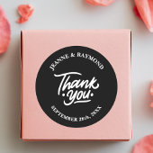 黒モダンパーソナライズされた有感謝結婚式の引き出物 ラウンドシール