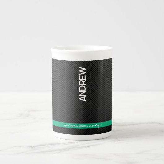 黒モダンパーソナライズされた ボーンチャイナマグカップ (正面)