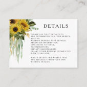 黒モダンヒマワリ結婚の詳細 エンクロージャーカード (正面)