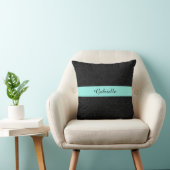 黒モダンヒョウ柄アクアストライプ名 クッション (椅子)