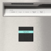 黒モダンヒョウ柄アクアストライプ名 マグネット (インサイチュ (食洗機))