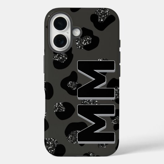 黒モダンヒョウ柄ダークシャドウモノグラム Case-Mate iPhoneケース (裏面)