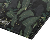 黒モダンヒョウ模様モノグラム名 カッティングボード (角)