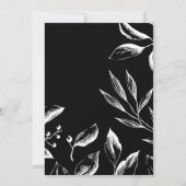 黒モダンビクトリアン白の緑結婚色 招待状 (裏面)