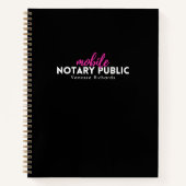 黒モダンピンクのモバイル公証人パブリックアドイン名 ノートブック (正面)