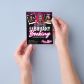 黒モダンピンクの髪のサロン予約フォトフライヤー チラシ (手)