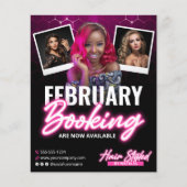 黒モダンピンクの髪のサロン予約フォトフライヤー チラシ (正面)