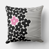 黒モダンピンクフローラストライプ クッション (裏面)