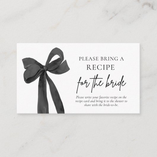 黒モダンピンクボウお願いレシピ エンクロージャーカード (正面)
