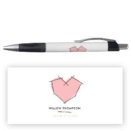 黒モダンピンクボビーピン美容師ブランディング ボールペン