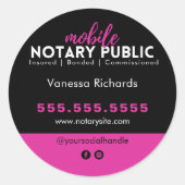 黒モダンピンク公証人公証人マーケティング ラウンドシール (正面)