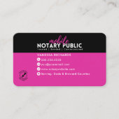 黒モダンピンク公証人署名業務QRコード 名刺 (正面)