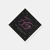 黒モダンピンク書道50誕生日 スタンダードカクテルナプキン (角)